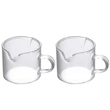2vnt Dvigubo Stiklo nagų Puodelio Pieno, Kavos Matavimo Puodelis Masto Taurės (Skaidrus)