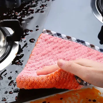 Indų pašluostės ne-riebiai virtuvės valymo audinio staltiesė absorbentas daugiafunkcinis šveitimo padas mikropluošto šluoste virtuvės rankšluosčiu