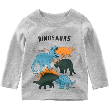 Vaikams, Drabužiai Ilgomis Rankovėmis Mergaitėms Berniukai Tee Vatos Pagaliukai Drabužius Animacinių Filmų T Shirt Spausdinti Dinozaurų Vaikams, Vaikiška Baby Naujas 2021