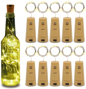 10vnt Apima Akumuliatoriaus LED Vyno Butelis Styginių Šviesos Varinės Vielos Pasakų Žibintai 