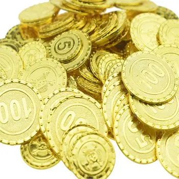 100vnt/set Pirates Aukso Monetas, Plastikiniai Žaidimas Monetos Mikroschemą Šalis Dekoro Vaiko Žaislas