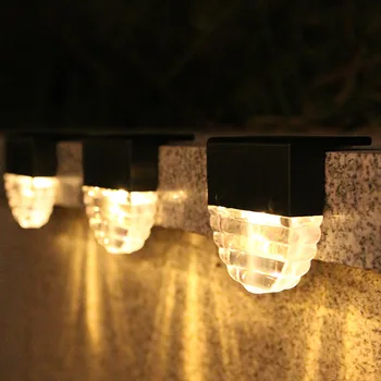 4Pcs/Set Lauko LED Saulės Žibintas atsparus Vandeniui Laiptų Šviesos Sodas Kraštovaizdžio Žingsnis Denio Tvora naktinė lempa