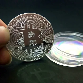 50Pcs/Daug Bitcoin monetos BTC Tiek Metalo Monetą su Byla Dovanos Fizinių Metalų Antikos Imitacija Sidabro Moneta