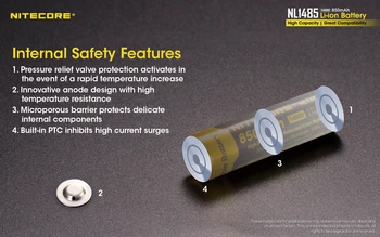 Aukštos kokybės Nitecore NL1485 850mAh Saugomų Li-ion Baterija 14500 Sertifikuota CE & RoHS