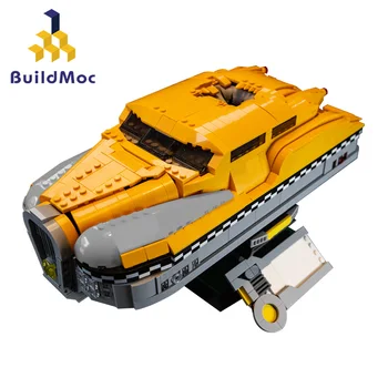 BuildMoc Aukštos Techal Automobilis 5-asis Elementas Taksi Geltonas Miesto Klasikinis Taksi Modelio Kūrimo Bloką Švietimo Žaislas Dovana