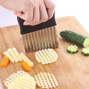 Bulvių Banguoti Cutter Plieno Bulvių Slicer prancūzijos Peilis Dalykėlių Virtuvės Cutter Daržovių Pjaustymo Įrankiai, Pjovimo Shredde U1X5