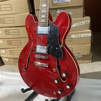 ES 335 Versija Pusiau Tuščiaviduriai Elektrinė Gitara Džiazo Modelio Skaidrios Raudonos Spalvos Aukštos Kokybės Guitarar Nemokamas Pristatymas