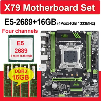 JINGSHA X79 motininė plokštė rinkinys su Xeon E5 2689 4pcs x 4 GB = 16GB 1333MHz DDR3 ECC REG atmintį, SATA3 ATX NVME M. 2 SSD, Keturių kanalų