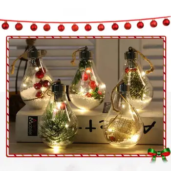 Kalėdų Lemputės Kamuolys LED Skaidriai Kalėdų Ornamentu Kalėdų Medžio Apdaila Plastiko Pakabukas Ryškių Spalvų Lemputės Kamuolys