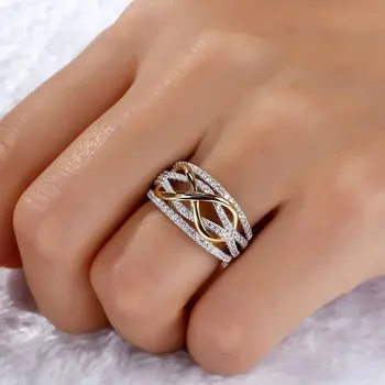 Kūrybos Aukso Spalvos Begalybę Meilės Dizainas Širdies Cirkonis Žiedas Žavesio Moterų Mados Išskirtinį Vestuvių Dalyvavimo Šalies Papuošalai