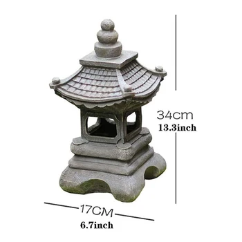 LED Saulės Šviesos Retro Dervos Amatų Pagoda Žibintų Skulptūra Lempos Sodo Puošmena Denio Kiemo Puošmena Išdėstymas