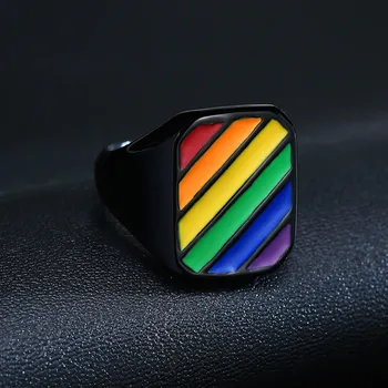 LETAPI 2021 Naujas Mados Didelis Juodas Kvadratas Gėjų Papuošalai iš Nerūdijančio Plieno Vaivorykštė LGBT Pride 