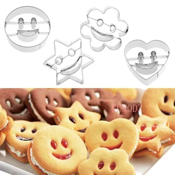 NAUJAS 4 gabalas nerūdijančio plieno cookie cutter Sausainių pelėsių Minkštas pyragas pelėsių kepimo įrankius, kepimo priedai tortas dekoravimo įrankiai