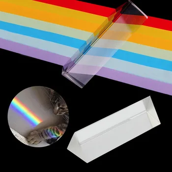 Optinis Stiklas Stačiu Kampu Atspindintis Trikampė Prizmė Mokymo Šviesos Spektras Vaivorykštės Prism Nuotrauka Lūžio Veidrodis