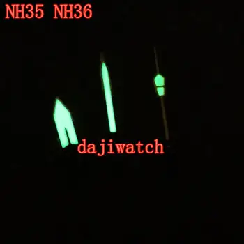 Oranžinė Žiūrėti Rankas dalys C3 Žalios Šviesos Tinka Japonija NH35 NH36 Judėjimas