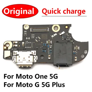 Originalus USB Įkrovimo lizdas Dock Jungties Kištuką Valdybos Flex Kabelis Moto Vieną 5G / Už Moto G 5G Plus Su Mikrofonu