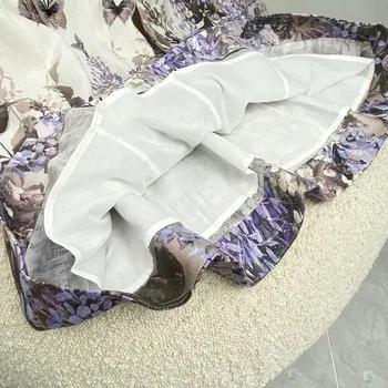 Pateikti Spausdinimo Drugelis 3D Botanikos Pasėlių Gėlių Spausdinti Ilgas Žibintų Rankovės Mini Suknelės Damoms Vasarą Šalies Mados 2021