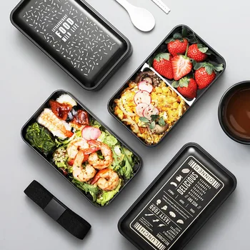 Priešpiečių Dėžutė Dvigubo sluoksnio Nešiojamų Bento Box ekologiškus Maisto Konteinerių Su Kameromis Sandarus Microwavable Bpa Free