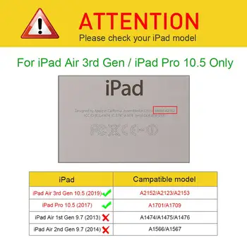 Smart Tablet Case For iPad 3 Oro 10.5 2019 Padengti Trifold Stovi Minkštas Atgal 3 Kartos iPad Pro 10.5 2017 apsauginį kiautą