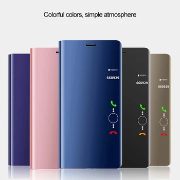Veidrodis Smart telefono dėklas samsung Galaxy a51 a71 a10 a20 a30 a40 a50 a70 A30s A10s a20s a50s stovėti Apversti knygos Viršelio funda coque