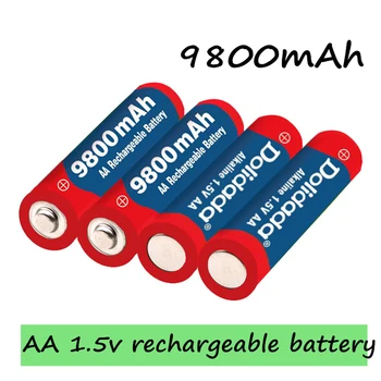 2021 Naują Žymą AA baterijos 9800 mah įkraunamos baterijos AA 1,5 V Įkrovimo Naujas Alcalinas drummey +1pcs 4-cell baterijos įkroviklis