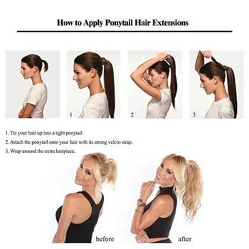 24 Colių Tiesiai Raišteliu Žmogaus Plaukai Surišti Į Arklio Su Clip Natūralių Plaukų Pratęsimo Moterų Hairpiece Wrap Šukuosena
