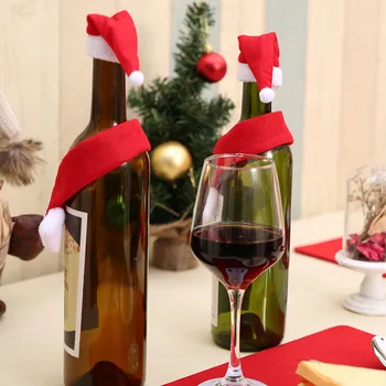 2VNT/Komplektas Kalėdų Vyno Butelio Dangtelį Skrybėlę Kalėdų Dekoracijas Butelis Apvyniokite Šaliku Šalis Dekoro enfeites de natal