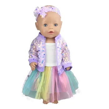 4pcs in1， 2020 puikus Vaivorykštė kostiumas Tinka 43cm Baby Doll, 17 Colių Reborn Baby Doll, Drabužiai, Avalynė, nėra įtrauktos