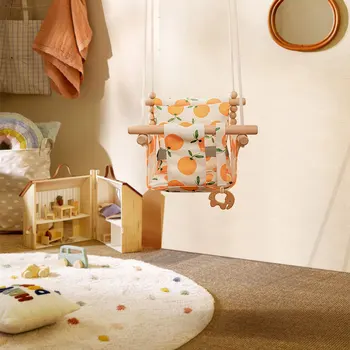 Baby Swing Set Animacinių Filmų Drobės Kėdės Kabo Medienos Lauko Kūdikių Žaislas Mažiems Krepšelį Saugus Poilsis Vaikams
