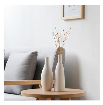 Modernus Nordic paprasta ir kūrybos apdailos mažas baltas rankų darbo meno keramikos vaza su gėlėmis