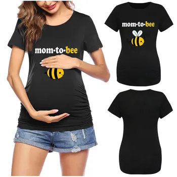 Motinystės Drabužiai Nėščioms Moterims T-shirt Animacinių filmų Bičių Slaugos Viršūnes Nėštumo Drabužių Motinystės Atsitiktinis marškinėliai Nemokama Laivas