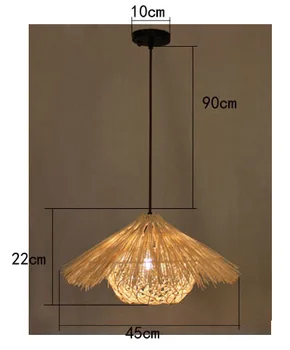 Nemokamas pristatymas Derliaus bambuko Retro Sieniniai šviestuvai, LED E27 lizdas restoranas priedai veltiniams, vilna lempa