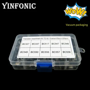 10 Vertybes 200pcs Tranzistorius Box Rinkinį-92 BC337 BC327 BC517 BC550 BC547 BC548 BC549 BC556 BC557 BC558