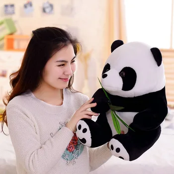 20cm Mielas, Ryškus Juokinga Panda su Bambuko Lapai Minkšti Animacinių filmų Gyvūnų Pliušiniai Žaislai Panda Įdaryti Pakabukas Lėlės Vaikams Mergaitėms Dovanų