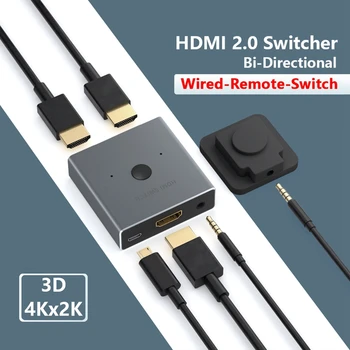 4K HDMI Jungiklis 2 Uostų Bi-Directional HDMI Switcher Splitter 1-2 Iš Palaiko Ultra HD 