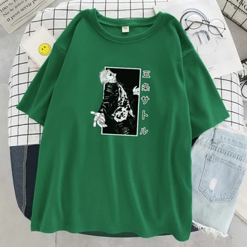 Džiudžiutsu Kaisen Gojo Satoru Anime Juokinga Spausdinti Marškinėliai Moterims Atsitiktinis Palaidų Tshirts Vasara O-Kaklo Marškinėliai Moterų Minkštas Trumpas Rankovės