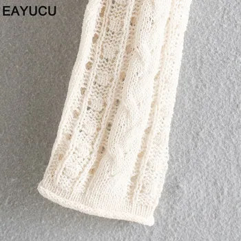 EAYUCU Elegantiškos Moterys ilgomis Rankovėmis Tuščiaviduriai susagstomi megztiniai Megztiniai 2020 M. Rudenį Vieno Krūtinėmis Moterų Megzti Megztinis Kailis ET085