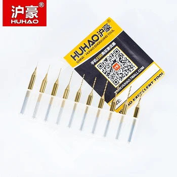 HUHAO 10PC Titano kailis Karbido PCB mini grąžtas 0,2 mm iki 1,1 mm CNC priemonė spausdinimo plokštės 3.175 mm grąžtas nustatyti PCB