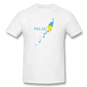Palau respublika Beluu Er A Belau Žemėlapis, Vėliava Vyrų Pagrindinio trumpomis Rankovėmis T-Shirt Juokinga R282 Viršuje tee Dydis Eur
