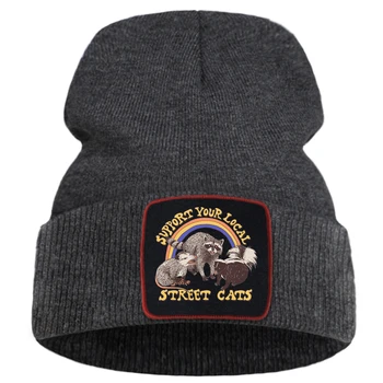 Remti Jūsų Vietos Gatvės Kačių Skrybėlę Megzti Skrybėlę Atsitiktinis Beanies Vientisos Spalvos Kepurės Moterims, Vyrams, Žiemos Skrybėlę Šiltas, Minkštas Beanies Kepurės