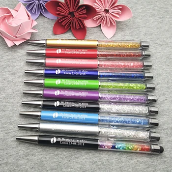 1pc Deimantinis pieštukas Asmeninį Mados vestuvių kristalų rašikliai 10colors užsakymą su jūsų vestuvių pavadinimus