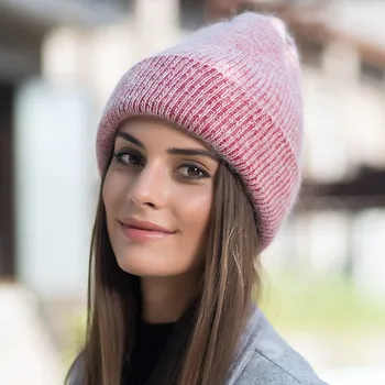 2020 Nauji Aukštos Kokybės Triušių Kailių Žiemos Skrybėlę Moterų Beanies Megzti Kašmyras Skrybėlę Rudenį Kietas Dangtis Femme Žieminės Kepurės