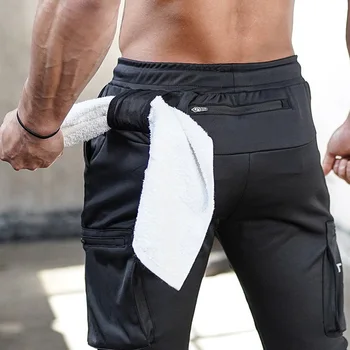 ASRV vyriški Medvilniniai Bėgiojimas Sweatpants Kamufliažas Vyrų Gimnastikos Fitneso Multi-Pocket Treniruotės Mokymo Kelnės Mados Mokymo Kelnės