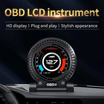 Atnaujintas OBD2 HUD Ekranas Aukštos kokybės Automobilių Spidometro Turbo Boost Slėgio Matuoklis Signalizacijos Aliejaus, Vandens Temp Daviklis Kodas Skaitytojas
