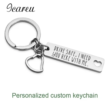 Graviruoti Pavadinimas Data Logotipas Individualų Keychains Nerūdijančio plieno Keyrings Užsakymą Užrašu Key Chain, Moterims, Vyrams, Dovanų