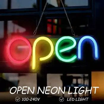 Led Neon Light Pasirašyti Atvirą Žodį Šviesos Sienos Meno Pasirašyti Baras Miegamojo Puošmena Kabo Naktį Lempa Namuose Šalis Atostogų Dekoro Neoninės Lempos