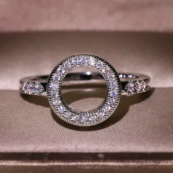 Prabanga Puikus Turas Cirkonis Žiedas Sidabro AAAA Kristalų Inkrustacijos Vestuvinį Žiedą, Moterų Papuošalai, Vestuvių Nuotaka Paprasta Papuošalai