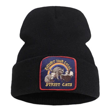 Remti Jūsų Vietos Gatvės Kačių Skrybėlę Megzti Skrybėlę Atsitiktinis Beanies Vientisos Spalvos Kepurės Moterims, Vyrams, Žiemos Skrybėlę Šiltas, Minkštas Beanies Kepurės