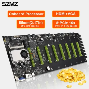 SZMZ cryptocurrency kasybos plokštę su CPU 8 GPU PCIe lizdus 55mm(2.17) su GPU Tarpai mineradora eth miner yra gręžimo pagrindo plokštė