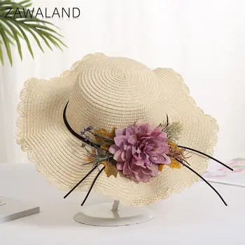 Zawaland 2021 Gėlių Paplūdimys Skrybėlės Atsitiktinis Gatvės Moterys, Kepurės Mados Pavasario Vasaros Saulės Skrybėlės Lauko Kelionių Moterų Šiaudų Skrybėlę